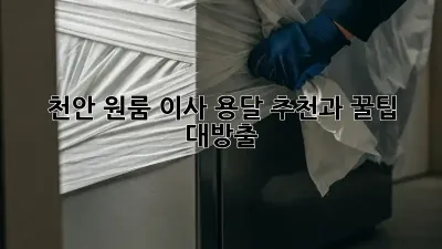 천안 원룸 이사? 용달 추천과 꿀팁 대방출!